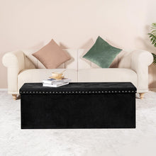 Load image into Gallery viewer, Black Premium Velvet Storage Ottoman Bench Bedroom