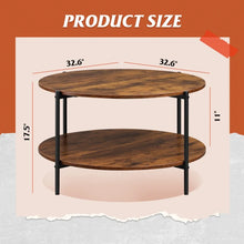 Load image into Gallery viewer, Round Coffee Table with 2-Tier Storage Shelf - Wood, Living Room