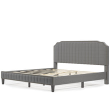 Load image into Gallery viewer, Modern Linen Curved Upholstered Platform Bed
