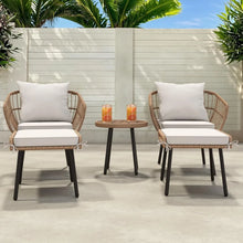 Load image into Gallery viewer, 5-Piece Outdoor Wicker Patio Set with Ottomans & Side Table