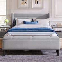 Load image into Gallery viewer, Modern Linen Curved Upholstered Platform Bed