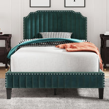 Load image into Gallery viewer, Modern Linen Curved Upholstered Platform Bed