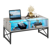 Load image into Gallery viewer, Coffee Table with LED Lights and Glass Shelf