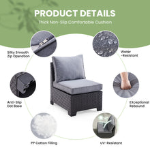Load image into Gallery viewer, Patio Sectional Sofa Set with Ottoman - Water & Stain-Resistant Fabric, Dark Gray