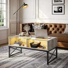 Load image into Gallery viewer, Coffee Table with LED Lights and Glass Shelf
