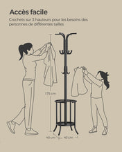Load image into Gallery viewer, Freestanding Coat Rack with Umbrella Holder - 12 Hooks, 175cm