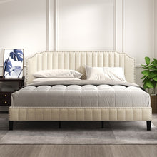 Load image into Gallery viewer, Modern Linen Curved Upholstered Platform Bed