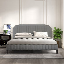 Load image into Gallery viewer, Modern Linen Curved Upholstered Platform Bed