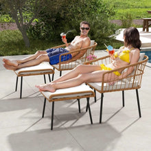 Load image into Gallery viewer, 5-Piece Outdoor Wicker Patio Set with Ottomans & Side Table
