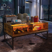 Load image into Gallery viewer, Coffee Table with LED Lights and Glass Shelf