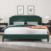Load image into Gallery viewer, Modern Linen Curved Upholstered Platform Bed