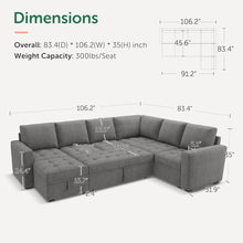 Load image into Gallery viewer, Modular Sectional Sofa Bed With Generous Understorage
