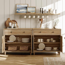 Load image into Gallery viewer, Oak Farmhouse Entertainment Center For TVs Up To 75 Inches