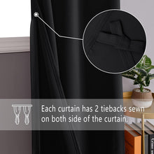 Load image into Gallery viewer, Blackout Curtains with Tiebacks, Set of 2 Panels