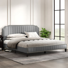Load image into Gallery viewer, Modern Linen Curved Upholstered Platform Bed
