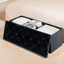 Load image into Gallery viewer, Black Premium Velvet Storage Ottoman Bench Bedroom

