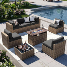 Load image into Gallery viewer, Outdoor Patio Furniture Set with Firepit Table and Cushions
