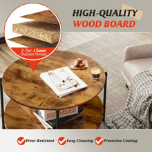 Load image into Gallery viewer, Round Coffee Table with 2-Tier Storage Shelf - Wood, Living Room
