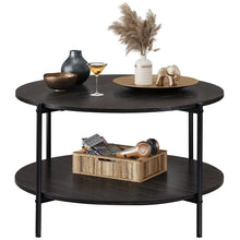 Load image into Gallery viewer, Round Coffee Table with 2-Tier Storage Shelf - Wood, Living Room
