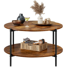 Load image into Gallery viewer, Round Coffee Table with 2-Tier Storage Shelf - Wood, Living Room
