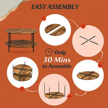 Load image into Gallery viewer, Round Coffee Table with 2-Tier Storage Shelf - Wood, Living Room
