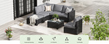 Load image into Gallery viewer, Patio Sectional Sofa Set with Ottoman - Water &amp; Stain-Resistant Fabric, Dark Gray
