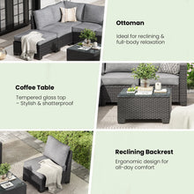 Load image into Gallery viewer, Patio Sectional Sofa Set with Ottoman - Water &amp; Stain-Resistant Fabric, Dark Gray
