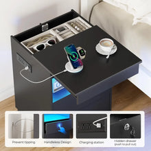 Load image into Gallery viewer, Smart Lock Nightstand – Hidden Compartment, LED Lighting &amp; USB-C Charging Station
