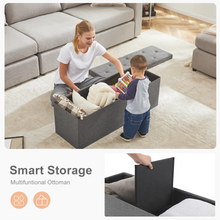 Load image into Gallery viewer, Folding Storage Ottoman Bench - Hidden Storage Footstool
