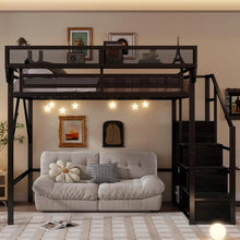 Load image into Gallery viewer, Queen Loft Bed Frame with Stairs, Storage &amp; Wardrobe
