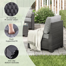 Load image into Gallery viewer, Patio Sectional Sofa Set with Ottoman - Water &amp; Stain-Resistant Fabric, Dark Gray
