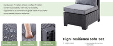 Load image into Gallery viewer, Patio Sectional Sofa Set with Ottoman - Water &amp; Stain-Resistant Fabric, Dark Gray
