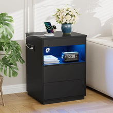 Load image into Gallery viewer, Smart Lock Nightstand – Hidden Compartment, LED Lighting &amp; USB-C Charging Station
