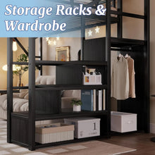 Load image into Gallery viewer, Queen Loft Bed Frame with Stairs, Storage &amp; Wardrobe
