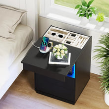 Load image into Gallery viewer, Smart Lock Nightstand – Hidden Compartment, LED Lighting &amp; USB-C Charging Station
