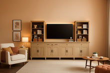 Load image into Gallery viewer, Oak Farmhouse Entertainment Center For TVs Up To 75 Inches

