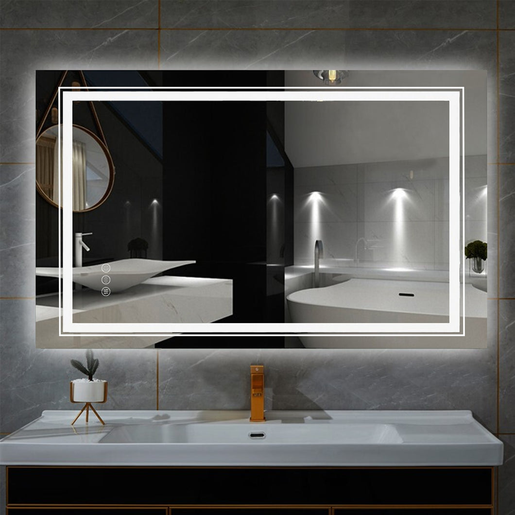 Large LED Bathroom Mirror with Anti-Fog, Dimmable